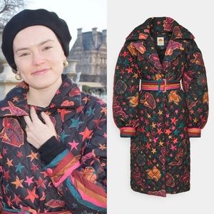 NWT FARM Rio Black Animal Sky Puffer Jacket Size XS ASO Daisy Ridley